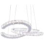 Modern 2 C Rings Crystal Chandelier Lighting LED Pendant Light Fixture Adjustable Stainless Steel Ceiling Hanging Lamp for Dinning Room Living Room Staircase Bedroom(2C Changeable)