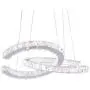 Modern 2 C Rings Crystal Chandelier Lighting LED Pendant Light Fixture Adjustable Stainless Steel Ceiling Hanging Lamp for Dinning Room Living Room Staircase Bedroom(2C Changeable)