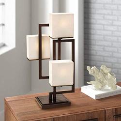 Lighting on The Square Modern Table Lamp Roman Bronze Metal Geometric Opal Glass Square Shades for Living Room Family Bedroom Bedside - Possini Euro Design