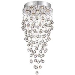 Aida Chrome Pendant Chandelier 17 3/4'' Wide Modern Pouring Bubble Crystal Glass Globes 7-Light Fixture for Dining Room House Foyer Kitchen Island Entryway Bedroom Living Room - Vienna Full Spectrum