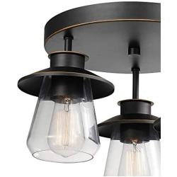 Globe Electric Nate 3 Oil Rubbed Bronze Semi-Flush Mount Ceiling Light with Clear Glass Shades 60879