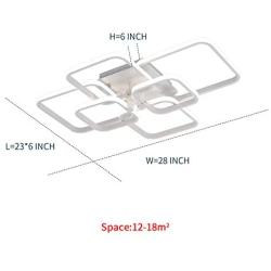 AXSHINE Geometric Ceiling Light Fixture White Flush Mount Ceiling Light Modern Chandeliers Ceiling Square led Light for Bedroom Livingroom 6 Lights Metal Decor Light with White Light 87W 4000K