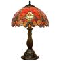 Tiffany Lamp Red Liaison Stained Glass Table Night Desk Reading Light W12H18 Inch S160R WERFACTORY LAMPS Parent Lover Friend Kid Living Room Bedroom Study Office Coffee Bar Bedside Antique Crafts Gift