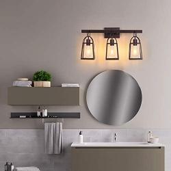 NEWSEE Farmhouse Wall Light Wall Sconce 3-Lights Retro Industry Light Fixture Transparent Glass Metal Corridor for Bedroom Kitchen Bathroom Vanity