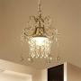 BAYCHEER Swirling Chandelier Victorian Iron 1 Light Lamp with Draping Crystal Drops Pendant Antique Gold Bell Dining Table Ceiling Hanging Light for Kitchen Island Dining Room Bathroom Bar