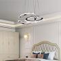 Modern Crystal Chandelier Light Fixtures 2 C Rings LED Pendant Lighting Adjustable Stainless Steel Ceiling Hanging Lamps for Dinning Room Bedroom Kitchen Stairs (Changeable)