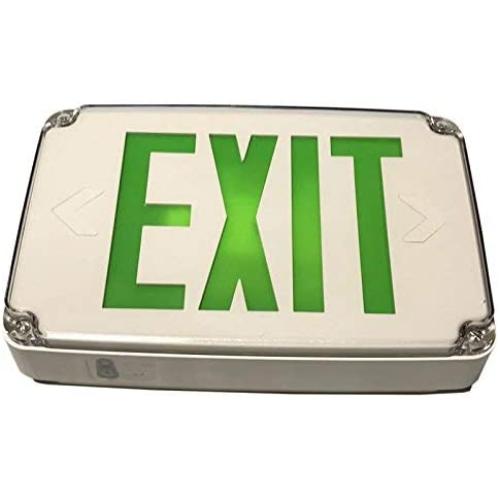 Ciata Lighting Green LED Compact Outdoor Exit Sign for Wet Location with Battery Backup