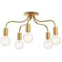 Electro bp;Cozy Style Barebulb 5-Arm Polished Gold Semi Flush Mount Ceiling Lighting Fixtures,300W,18.9''Dia for Entryway