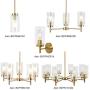 VINLUZ One Light Chandeliers Modern Clear Glass Pendant Lighting Brushed Brass Dining Room Lighting Fixtures Hanging Contemporary Lamp Semi Flush Mount Ceiling Lights