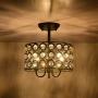 HMVPL 3-Light Crystal Ceiling Lamp, Modern Semi Flush Mount Pendant Lighting Fixtures for Kitchen Island Dining Room Foyer Hallway Entryway Farmhouse Closet