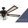 Prominence Home 40278-01 Glenmont Rustic Ceiling Fan with Barnwood Blades, LED Edison Bulbs, 3 Seeded Glass Fixtures, 52 Inches, 5 Blade, Oil-Rubbed Bronze