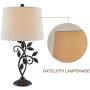 Maxax Traditional Table Lamp with Linen Fabric Shade Set of 2 for Living Room and Bedroom, Black