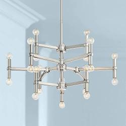 Marya Brushed Nickel Large Chandelier 32'' Wide Modern 24-Light Fixture for Dining Room House Foyer Kitchen Island Entryway Bedroom Living Room - Possini Euro Design