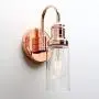 Permo Industrial Vintage Gooseneck Wall Mount Single Sconce with 3.1'' Cylindrical Clear Glass Shade Wall Sconce Light Lamp Fixture (Copper)