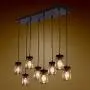 Wellmet 8-Light Mason jar Chandelier for Kitchen Island, Farmhouse Rustic Linear Cluster Hanging Pendant Light Fixture Dining Room Living Room, Matte Black Finish with Glass Shades
