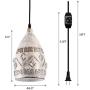 LBTSMUK White Crystal Swag Lights with 16 Plug-in FT Cord & On/ Off Dimmer Switch, Metal Hanging Pendant Light, Rustic Hanging Lamps for Kitchen Island Living Room Hallway