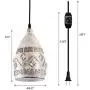 LBTSMUK White Crystal Swag Lights with 16 Plug-in FT Cord & On/ Off Dimmer Switch, Metal Hanging Pendant Light, Rustic Hanging Lamps for Kitchen Island Living Room Hallway