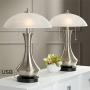 Simon Modern Accent Table Lamps Set of 2 with USB Charging Port Metal Half Moon Glass Shade for Living Room Bedroom Bedside Nightstand Office - 360 Lighting