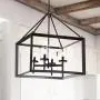 JONATHAN Y JYL7413A Anna 21'' 4-Light Metal/Glass LED Pendant, Traditional, Classic for Kitchen, Living Room, 4 Bulb, Oil Rubbed Bronze/Clear