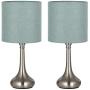 HAITRAL Bedside Table Lamps - Modern Nightstand Lamps Set of 2 with Fabric Shade, Simple Small Desk Lamps for Bedroom, Office College Dorm, Ideal Gift - Light Blue