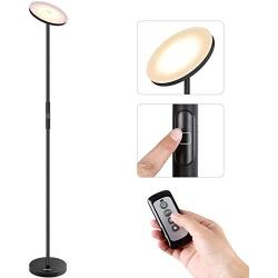 Albrillo Floor Lamp, Modern LED Torchiere Floor Lamps for Living Room, Bright Bedroom Lamp with Remote & Touch Control, 3 Color Temperatures, Dimmable Sky Standing Lamp for Home, Study Room, Office