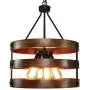 PUZHI HOME Farmhouse Chandeliers 5 Lights Kitchen Island Pendant Lighting Fixture Circular Wood Chandeliers Industrial Metal Retro Pendant Lights for Dining Room Kitchen
