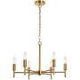 Chandelier Contemporary 6 Lights Brushed Brass Modern Pendant Lighting Ceiling Light Fixture, Indoor Candle 21'' Chandelier for Dining Room, Bedroom, Living Room, Kitchen,Foyer and Entryway