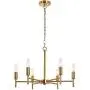 Chandelier Contemporary 6 Lights Brushed Brass Modern Pendant Lighting Ceiling Light Fixture, Indoor Candle 21'' Chandelier for Dining Room, Bedroom, Living Room, Kitchen,Foyer and Entryway