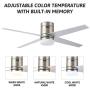 CO-Z 52’’ Modern Ceiling Fan with LED Lights and Remote, Indoor Low Profile Flush Mount Ceiling Fans for Bedroom, Living Room, Brushed Nickel Finish and 4 Reversible Plywood Blades in Cherry & Silver