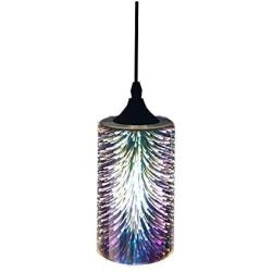 Wylolik Modern Creativity 3D Colourful Cylindrical Glass Fashion Fireworks ART Shop Decoration Lighting Led Personality Pendant Light Restaurant Chandelier Bedroom E27 Hang Lamp Dining Room Line Light