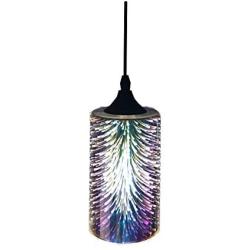 Wylolik Modern Creativity 3D Colourful Cylindrical Glass Fashion Fireworks ART Shop Decoration Lighting Led Personality Pendant Light Restaurant Chandelier Bedroom E27 Hang Lamp Dining Room Line Light