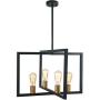 reesenLight Modern Kitchen Island Light, 4 Lights Metal Frame Industrial Pendant Light Fixtures, Matte Black Farmhouse Ceiling Hanging Chandelier for Kitchen and Dining Room