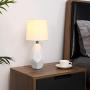 White Ceramic Small Table Lamp - Modern Bedside Desk Lamps for Living Room Bedroom Study