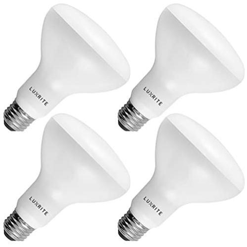 4-Pack BR30 LED Bulb, Luxrite, 65W Equivalent, 2700K Warm White, Dimmable, 650 Lumens, LED Flood Light Bulbs, 9W, Energy Star, E26 Medium Base, Damp Rated, Indoor/Outdoor - Living Room and Kitchen