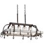 Marsden Bronze Gray Wood Rectangular Pot Rack Pendant Chandelier 36'' Wide Rustic Farmhouse Clear Seedy Glass 4-Light Fixture for Dining Room House Island Entryway Living Room - Franklin Iron Works