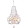 Alice House 14.2'' Wood Bead Chandeliers, Rustic White Finish, 3 Light Wood Beaded Pendant Light for Dining Room, Kitchen, Living Room, Entryway and Bedroom AL9031-P3