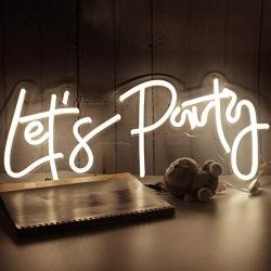 Let’s Party Neon Signs for Wall Decor, Neon Sign for Bedroom, Engagement Party,Baby Shower Decorations, Gender Reveal Sign for Decoration Warm White 23x10Inches