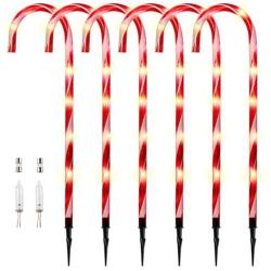 27Inch Candy Cane Lights Christmas Pathway Markers Light Decorations,Light Up Candy Canes Light with 6 Tungsten Bulbs, Xmas Outdoor Light for Walkway, Yard, Home, Holiday Party Decor, UL Listed