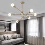 Hsyile Lighting KU300236 Modern-Industrial Style Indoor Chandelier Light Fixtures,Brass Finishes Flush Mount Ceiling Light Modern Pendant Light,Perfect for Dining Room Bedroom Hallway etc,6 Lights