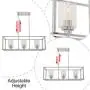 VINLUZ 3 Light Kitchen Island Pendant Lighting in Chrome Finish with Clear Glass Shade Linear Iron Ceiling Ligh Fixture Adjustable Hanging