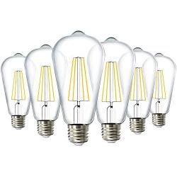 Sunco Lighting 6 Pack ST64 LED Bulb, Dusk-to-Dawn, 7W=60W, 2700K Soft White, Vintage Edison Filament Bulb, 800 LM, E26 Base, Outdoor Decorative String Light - UL, Energy Star