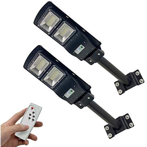 2 Pack Solar Street Light, 4000LM LED Solar Power Street Lamp Outdoor Dusk to Dawn for Parking Lot, Yard, Garage and Garden