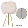Maxax Tripod Table lamp Set of 2 Feather Beside Table Lamps, Nightstand Lamp with Gold Finish for Bedrooms/Living Room/Dining Room/Kitchen