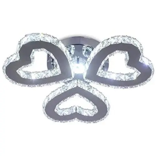 Modern 3 Heart Rings Crystal Chandelier Ceiling Light Fixture LED Pendant Lamp for Living Room Dinning Room Bedroom Indoor Lighting (Heart Cool White)