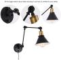 Larkar Swing Arm Wall Lamp Plug-in Cord Industrial Wall Light, with On/Off Switch, E26 Base UL Listed,1-Light Bedroom Wall Sconce Fixtures,Bedside Reading Lamp