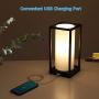 DEWENWILS Dimmable Table Lamp, Touch Control Bedside Lamp with 2.1A USB Port, LED Dimmable Bulb Included, Fabric Shade, Black Metal Finish, Modern Nightstand Lamp for Living Room, Bedroom