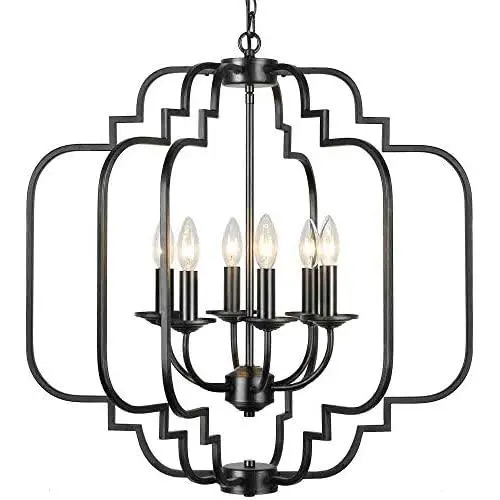 T&A Orb Black 6-Light Chandelier,Rustic Wrought Iron Large Chandelier Modern Farmhouse Hanging Light for Dining Room Foyer Kitchen T&A Orb Black 6-Light Chandelier,Rustic Wrought Iron Large Chandelier Modern Farmhouse Hanging Light for Dining Room Foyer Kitchen