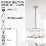 Kira Home Delilah 16'' Modern 4-Light Crystal Drum Chandelier + Clear Beveled Glass Panels, Brushed Nickel Finish