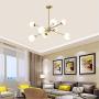 BOKT Mid Century Modern Chandelier 6 Lights Magic Bean Molecular Chandelier Globe Chandeliers Light Fixture for Living Room Restaurant Kitchen Island E26 Base (Gold, 8 Lights)
