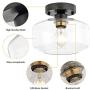 Semi-Flush Mount Ceiling Light,Clear Glass Shade,Brass Accent Socket,Modern Ceiling Light Fixture with Black Finish for Kitchen,Hallway,Entryway,Dining Room,Bedroom,Cafe, Bar,Living Room